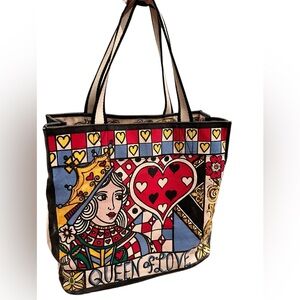 Brighton QUEEN OF LOVE Canvas All Over Tote Shopping Bag Tom Clancy